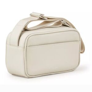 NWT Sandro Small Messenger Bag Genuine Leather Ecru Grey Beige Unisex